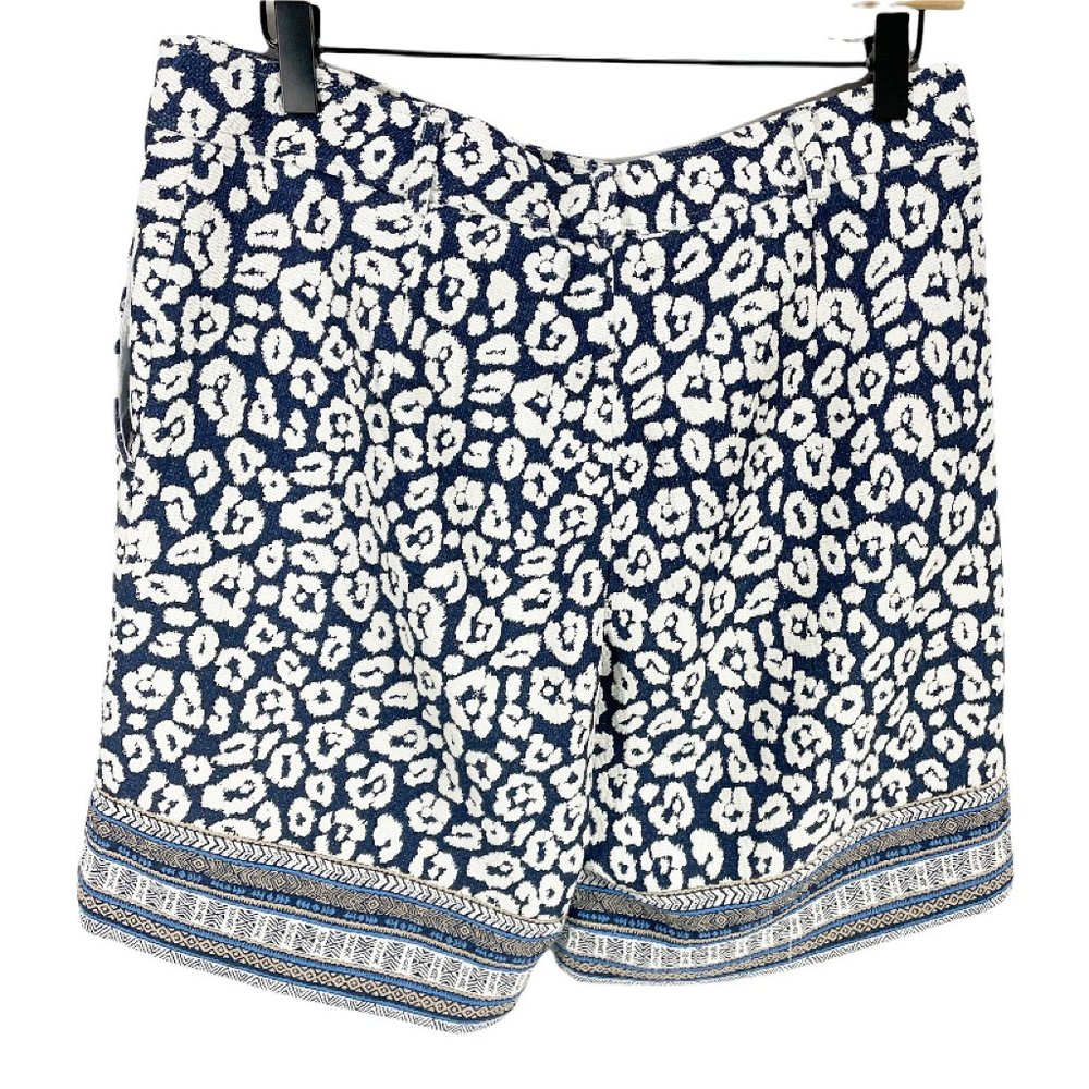 J. Mclaughlin Trixie Navy Blue Cheetah Print Shorts Sz 10 High Waisted - Picture 6 of 7